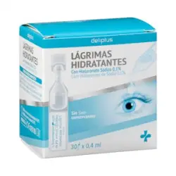 Lágrimas hidratantes para los ojos Deliplus con hialuronato sódico 0,1% Caja 1 ud
