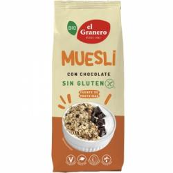 Muesli con chocolate ecológico El Granero sin gluten sin aceite de palma 375 g.