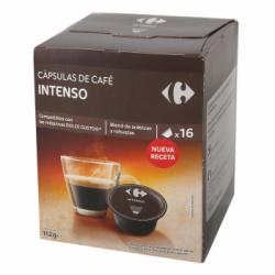 Café intenso en cápsulas Carrefour compatible con Dolce Gusto 16 unidades de 7 g.