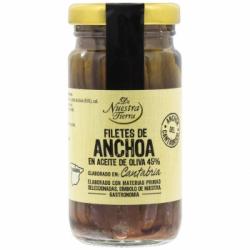 Filetes de anchoa del Cantábrico en aceite de oliva De Nuestra Tierra 55 g.