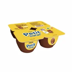 Natillas de chocolate Danone Petit Danet sin gluten pack de 4 unidades de 65 g.
