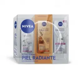 Pack Piel Radiante Cellular Nivea: Serum fluido SPF50+ 30 ml, Serum iluminador vitamina C 15ml y Serum rellenador 15 ml.