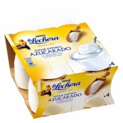 Yogur azucarado natural Nestlé La Lechera pack de 4 unidades de 125 g.