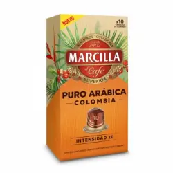 Café puro arábica Colombia en cápsulas Marcilla compatible con Nespresso 10 unidades de 5,2 g.