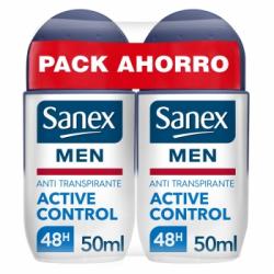 Desodorante roll-on active control 48h antitranspirante Sanex Men pack de 2 unidades 50 ml.