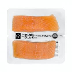 Lomos de salmón sin piel y sin espinas Hacendado congelado Paquete 0.25 kg