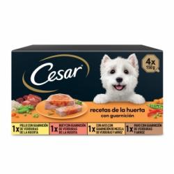 Comida húmeda selección recetas de la huerta para perro Cesar pack de 4 unidades de 150 g.