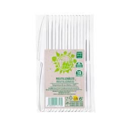 Cuchillos de plástico Bosque Verde reutilizables Paquete 15 ud