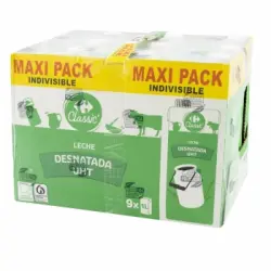 Leche desnatada Carrefour pack de 9 briks de 1 l.
