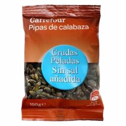 Pipas de calabaza crudas y peladas sin sal añadida Carrefour 150 g.