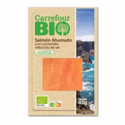 Salmon ahumado reducido en sal ecológico Bio Carrefour 85 g.