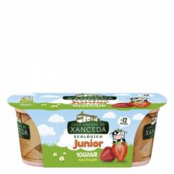 Yogur con fresas ecológico Junior Casa Grande de Xanceda pack de 2 unidades de 125 g.
