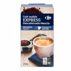 Café molido mezcla express descafeinado Carrefour 250 g.