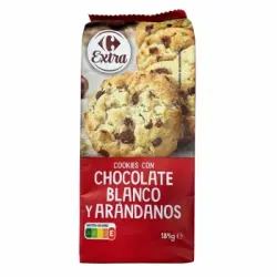 Galletas cookies con chocolate blanco y arándanos Carrefour Extra 184 g.