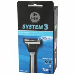 Maquinilla para hombre 3 hojas System 3 Carrefour Men 1 ud.