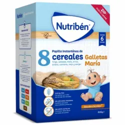 Papilla infantil desde 6 meses 8 cereales galletas María Nutribén sin aceite de palma 600 g.
