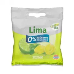 Caramelos sabor lima Hacendado 0% azúcares 3 paquetes X 0.031 kg