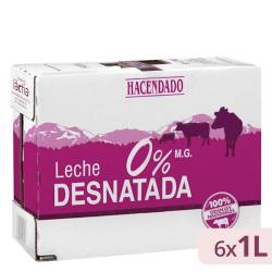 Leche desnatada Hacendado 6 bricks X 1 L