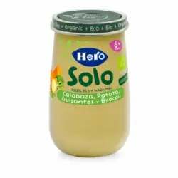 Tarrito de calabaza, patata, guisante y brócoli desde 6 meses ecológico Hero Baby sin gluten 190 g.