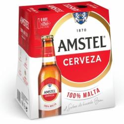 Cerveza rubia Amstel pack 6 botellas 25 cl.