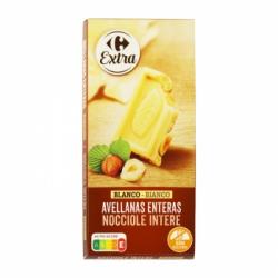 Chocolate blanco con avellanas enteras Extra Carrefour sin gluten 200 g.