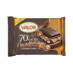 Chocolate negro 70% cacao Valor con nueces de macadamia caramelizadas
