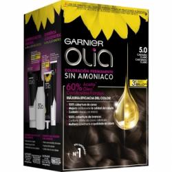 Coloración permanente sin amoniaco para un olor agradable tono 5.0 castaño claro Garnier Olia 1 ud.
