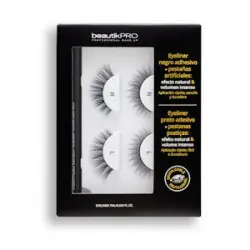 Kit dúo pestañas postizas con eyeliner negro adhesivo Future Cosmétics efecto natural y volumen intenso  1 ud