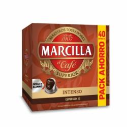 Café intenso en cápsulas Marcilla compatible con Nespresso 40 unidades de 5,2 g.