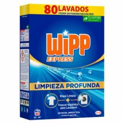 Detergente en polvo limpieza profunda Wipp Express 80 lavados.