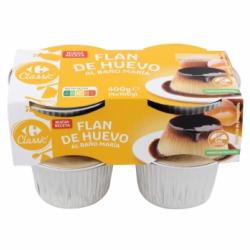 Flan de huevo al baño María Carrefour Classic' sin gluten pack de 4 unidades de 100 g.