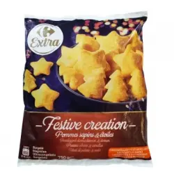 Patatas congeladas en forma de abetos y estrellas Extra Carrefour 750 g.