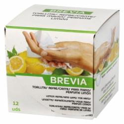 Toallitas refrescamtes para manos perfume limón Brevia 12 ud.