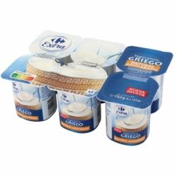 Yogur griego natural azucarado Carrefour Extra pack de 6 unidades de 125 g.