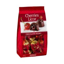 Bombones cereza al licor Hacendado con chocolate negro Paquete 0.145 kg