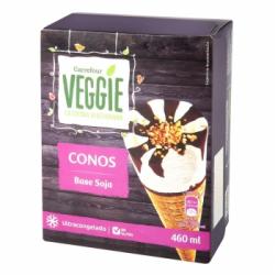 Conos con helado de soja con chocolate y avellana Carrefour Veggie sin gluten 4 ud.