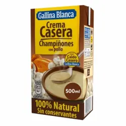 Crema casera de champiñones con pollo 100% natural Gallina Blanca sin gluten 500 ml.