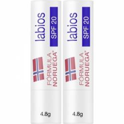 Protector labial fórmula noruega SPF 20 Neutrogena pack de 2 unidades de 4,8 g.