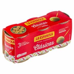 Aceitunas verdes rellenas de anchoa La Española sin gluten 3 pack de 50 g.