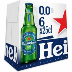 Cerveza Heineken Lager 0,0 sin alcohol pack 6 botellas 25 cl.