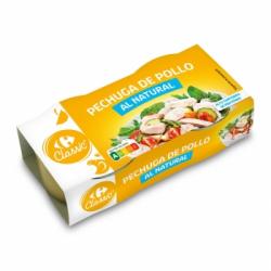 Pechuga de pollo al natural Classic Carrefour pack de 2 unidades de 52 g.