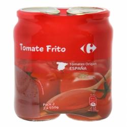 Tomate frito Carrefour pack de 2 tarros de 550 g.