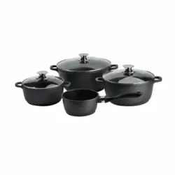 Batería de Cocina Clásica de Aluminio 7 pzas - Negro