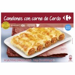 Canelones con carne de cerdo Carrefour pack de 2 unidades de 500 g.