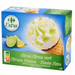 Conos con helado de limón lima Carrefour Extra 6 ud