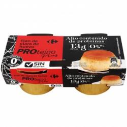Flan de clara de huevo Proteína Plus 0% materia grasa sin azúcares añadidos Carrefour sin gluten pack de 2 unidades de 160 g.