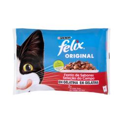 Gelatina gato Felix festín de sabores Paquete 0.34 kg