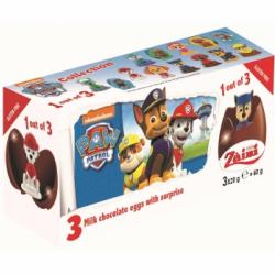 Huevo de chocolate con sorpresa Patrulla Canina sin gluten pack de 3 unidades de 20 g.