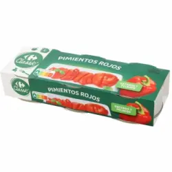 Pimientos rojos enteros y pelados Classic Carrefour pack de 3 latas de 60 g.