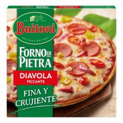 Pizza diavola picante fina y crujiente Forno di Pietra Buitoni 365 g.